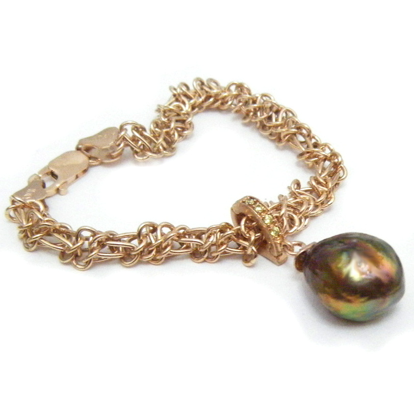 Rose Gold Vermeil Chain with Ripple Pearl Enhance